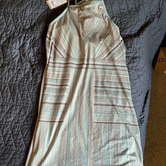 ⭐️3/$25⭐️ Prana Striped Midi Dress - Gray and Blue NWOT - Picture 2 of 7